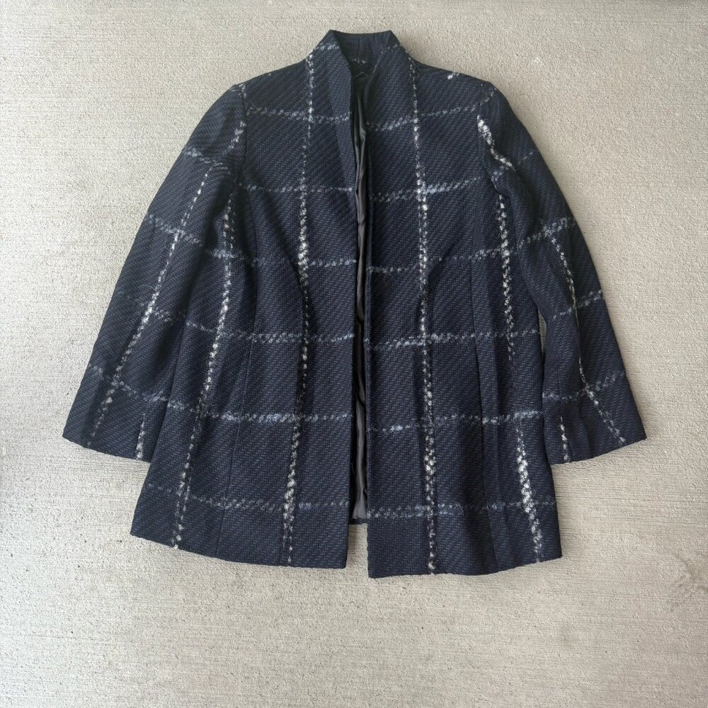 Estelle and Finn‎ Women’s Navy Plaid Wool Blend Jacket Size 12 Made in NY